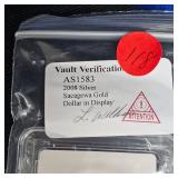 2008 Sacagewa Gold $1 Vault Verified and 2016 Mint America 25c Proof Set