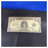 1923 $2 Canadian Blue Seal Large Note