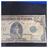 1923 $2 Canadian Blue Seal Large Note