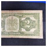 1923 $2 Canadian Blue Seal Large Note