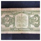 1923 $2 Canadian Blue Seal Large Note