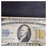1934 A $10 N Africa Gold Seal WW II Note