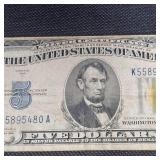 1934 A $5 North Africa Gold seal WW II Note