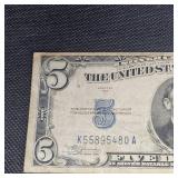 1934 A $5 North Africa Gold seal WW II Note