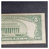 1934 A $5 North Africa Gold seal WW II Note