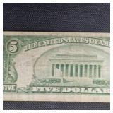 1934 A $5 North Africa Gold seal WW II Note