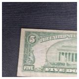 1934 A $5 North Africa Gold seal WW II Note