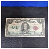 1923 $1 Canadian Red Seal Large Note