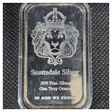 1 oz Lion King Scottdale Silver Ingot "In God We Trust"