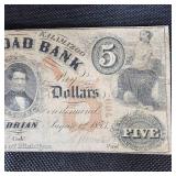 1853 $5 Obsolete Michigan RailRoad Note and $1 Railroad  Tallahasse, FL Note