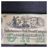 1853 $5 Obsolete Michigan RailRoad Note and $1 Railroad  Tallahasse, FL Note