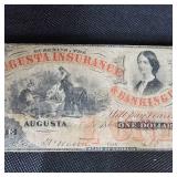 $1 Obsolete Augusta, GA Note and 1852 $2 Obsolete Deleware Note