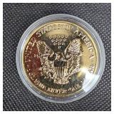 2002 Silver Eagle, 100% 24Kt Guilded Silver