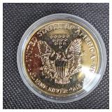 2002 Silver Eagle, 100% 24Kt Guilded Silver