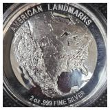 2 oz Mt Rushmore Silver Round