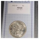 1921 P Morgan $1 MS60  AACGS
