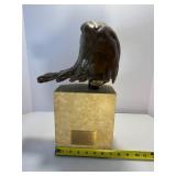 Bronze Eagle Sculpture on Stone Base