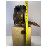 Bronze Eagle Sculpture on Stone Base