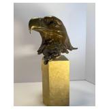 Bronze Eagle Sculpture on Stone Base