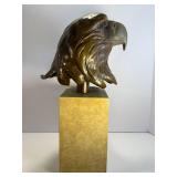 Bronze Eagle Sculpture on Stone Base