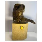 Bronze Eagle Sculpture on Stone Base