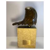 Bronze Eagle Sculpture on Stone Base