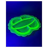 Uranium Green Depression Glass Divided Tray