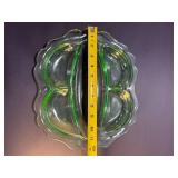 Uranium Green Depression Glass Divided Tray