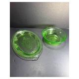 Uranium Glass Plate and Bowl
