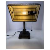 Tiffany  Style Stained Glass Bankers Light
