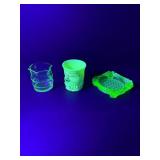 Three Unique Pieces of Uranium Glass