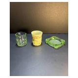 Three Unique Pieces of Uranium Glass