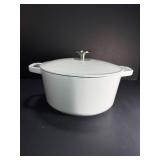 White enameled cast iron Dutch oven