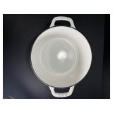 White enameled cast iron Dutch oven