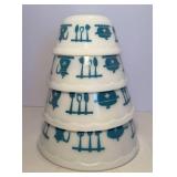 Hazel Atlas Kitchen Aid Pattern Scalloped Edge - 4 Piece Set