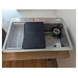 33" x 22" Stainless Steel Sink - Cutting Board, Drain, Hardware - Single Tub