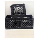Set of 3 - 13" x 13" x 11" Plastic Milk Crates