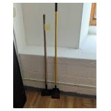 Pair of Heavy Duty Scrapers - 1 Steel Handle - 1 Wood Handle