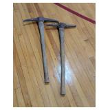 Pair of Heavy Duty Pick Axes - Wood Handles