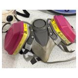 3M Respirator, Protective Earmuffs, Safety Goggles and Wall clock