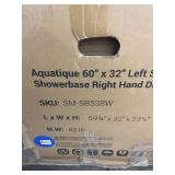 Aquatique 60 in. L X 32 in. W Alcove Shower Pan Base With Right Hand Drain and Integral Left Seat in White