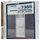 MUSTEE Durawall 36 in. W x 73.25 in. H 3-Piece Direct To Stud Fiberglass Shower Wall Surround in White