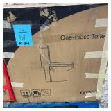 Hanikes One-Piece 1.1/1.6 GPF Dual Flush Round Toilet in White Soft Close Seat Included