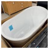 51 in. x 27.56 in. Acrylic Flat Bottom Free Standing Bathtub Oval Freestanding Soaking Bathtub with Side Drain in White