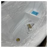 HOROW 47 in. x 26.8 in. Soaking Bathtub with Side Drain in White/Golden