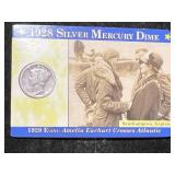 1928 US MERCURY DIME IN INFO. CASE