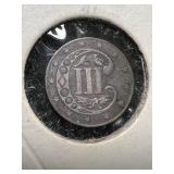 1861 US 3 CENT SILVER