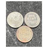 3 US STEEL CENTS 1943P-D-S
