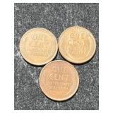 3 US WHEAT CENTS 1944P-D-S