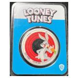 1 TROY OZ .999 FINE SILVER BUGS BUNNY ROUND IN CASE